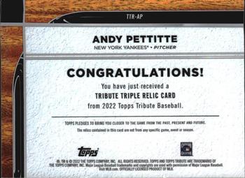 2022 Topps Tribute - Tribute Triple Relics #TTR-AP Andy Pettitte Back