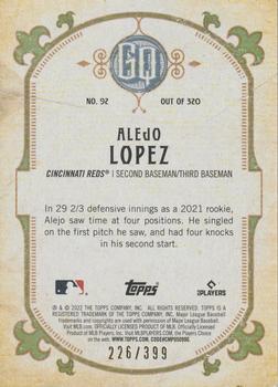 2022 Topps Gypsy Queen - Burnt Umber #92 Alejo Lopez Back