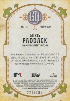 2022 Topps Gypsy Queen - Burnt Umber #145 Chris Paddack Back