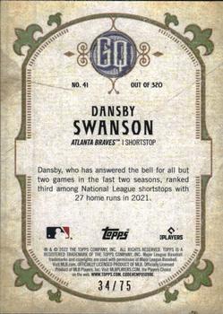 2022 Topps Gypsy Queen - Mauve #41 Dansby Swanson Back