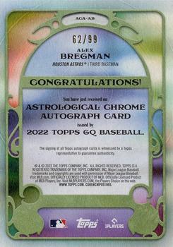 2022 Topps Gypsy Queen - Astrological Chrome Autographs #ACA-AB Alex Bregman Back