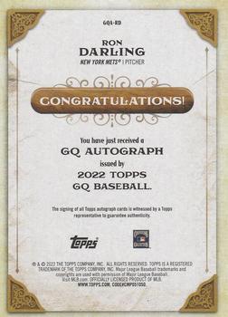 2022 Topps Gypsy Queen - GQ Autographs #GQA-RD Ron Darling Back