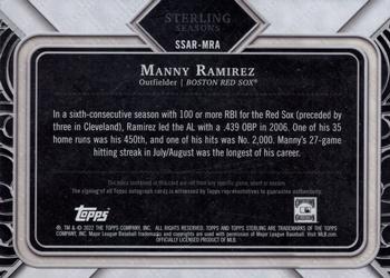 2022 Topps Sterling - Sterling Seasons Autograph Relics Red #SSAR-MRA Manny Ramirez Back