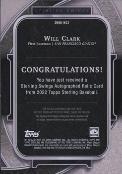 2022 Topps Sterling - Sterling Swings Autograph Relics Silver #SWAR-WC2 Will Clark Back