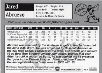 2003 Grandstand Future Angels #NNO Jared Abruzzo Back
