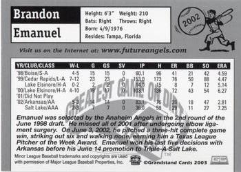 2003 Grandstand Future Angels #NNO Brandon Emanuel Back