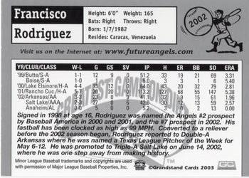 2003 Grandstand Future Angels #NNO Francisco Rodriguez Back