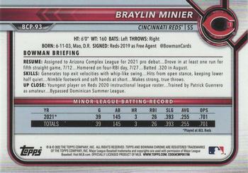 2022 Bowman - Chrome Prospects Atomic Refractor #BCP-93 Braylin Minier Back