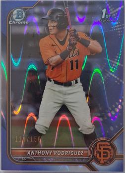 2022 Bowman - Chrome Prospects Blue RayWave Refractor #BCP-26 Anthony Rodriguez Front