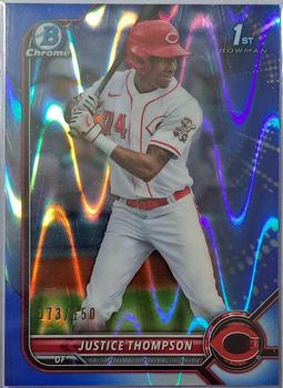 2022 Bowman - Chrome Prospects Blue RayWave Refractor #BCP-59 Justice Thompson Front