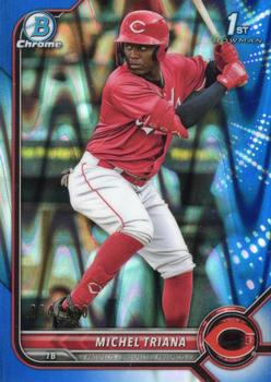2022 Bowman - Chrome Prospects Blue RayWave Refractor #BCP-75 Michel Triana Front