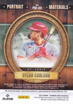 2022 Panini Diamond Kings - Portrait Materials #PM-DC Dylan Carlson Back