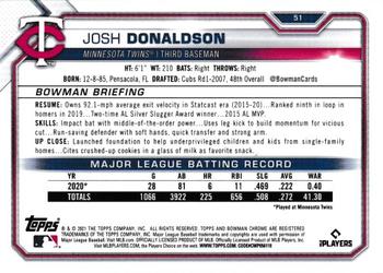 2021 Bowman Chrome Sapphire Edition #51 Josh Donaldson Back