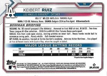 2021 Bowman Chrome Sapphire Edition #70 Keibert Ruiz Back