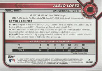 2022 Bowman - Purple Pattern #93 Alejo Lopez Back