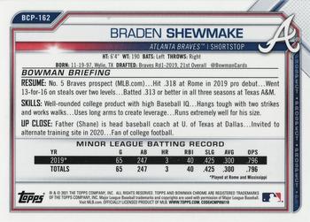 2021 Bowman Chrome Sapphire Edition - Prospects #BCP-162 Braden Shewmake Back