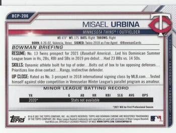 2021 Bowman Chrome Sapphire Edition - Prospects #BCP-206 Misael Urbina Back