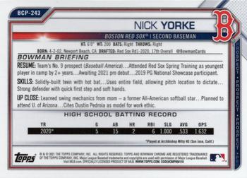 2021 Bowman Chrome Sapphire Edition - Prospects #BCP-243 Nick Yorke Back