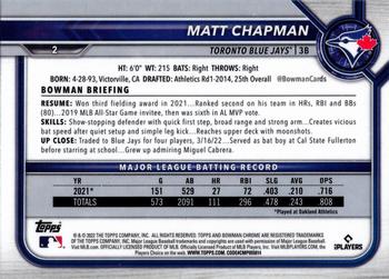 2022 Bowman Chrome #2 Matt Chapman Back