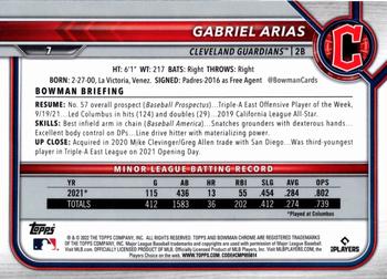 2022 Bowman Chrome #7 Gabriel Arias Back