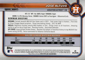 2022 Bowman Chrome #9 Jose Altuve Back