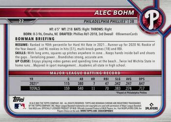 2022 Bowman Chrome #22 Alec Bohm Back