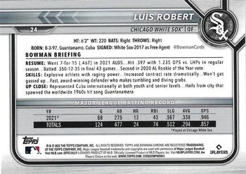 2022 Bowman Chrome #24 Luis Robert Back