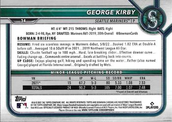 2022 Bowman Chrome #34 George Kirby Back