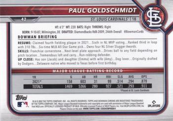 2022 Bowman Chrome #42 Paul Goldschmidt Back