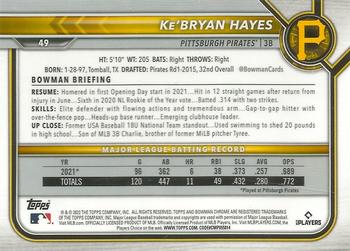 2022 Bowman Chrome #49 Ke'Bryan Hayes Back