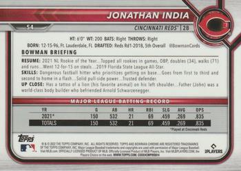2022 Bowman Chrome #54 Jonathan India Back