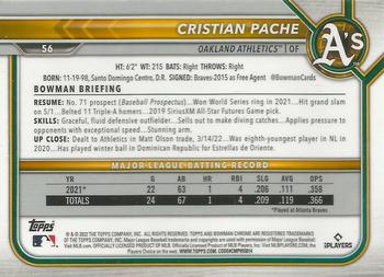 2022 Bowman Chrome #56 Cristian Pache Back