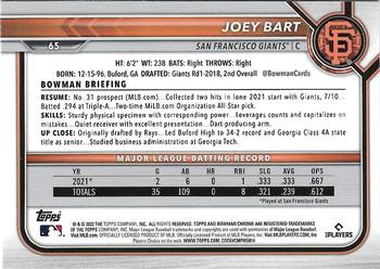 2022 Bowman Chrome #65 Joey Bart Back