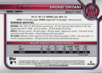 2022 Bowman Chrome #71 Shohei Ohtani Back