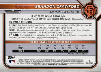 2022 Bowman Chrome #75 Brandon Crawford Back