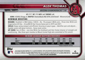 2022 Bowman Chrome #76 Alek Thomas Back