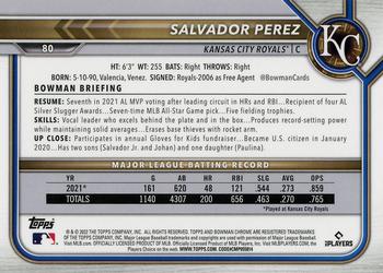 2022 Bowman Chrome #80 Salvador Perez Back