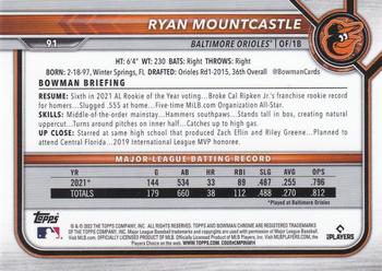 2022 Bowman Chrome #91 Ryan Mountcastle Back