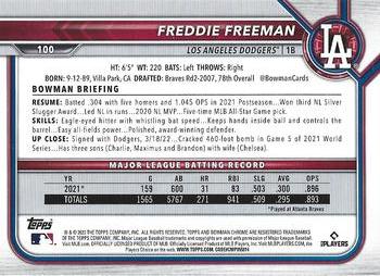 2022 Bowman Chrome #100 Freddie Freeman Back