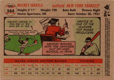 2006 Topps National Sports Collectors Convention VIP Promo 1955-1956 #344 Mickey Mantle Back