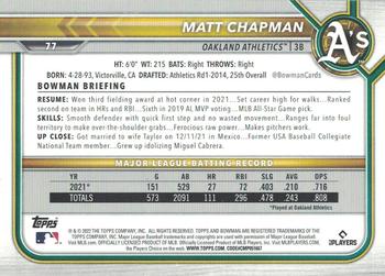2022 Bowman - Blue Pattern #77 Matt Chapman Back