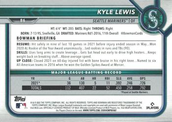 2022 Bowman - Blue Pattern #86 Kyle Lewis Back