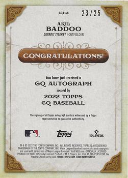2022 Topps Gypsy Queen - GQ Autographs Missing Black Plate #GQA-AB Akil Baddoo Back