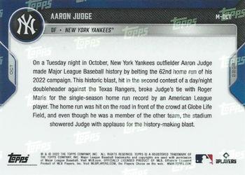 2022 Topps Now - Card of the Month #M-OCT Aaron Judge Back