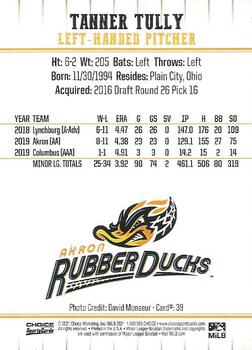 2021 Choice Akron RubberDucks #39 Tanner Tully Back