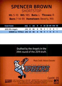 2021 Choice Inland Empire 66ers #5 Spencer Brown Back