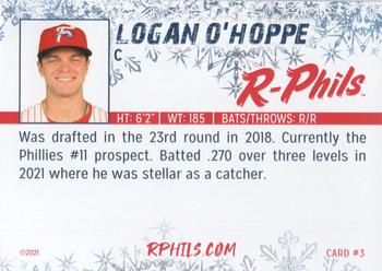 2021 Reading Fightin Phils Holiday Set #3 Logan O'Hoppe Back