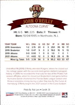 2021 Choice Altoona Curve #26 John O'Reilly Back