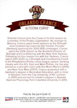2021 Choice Altoona Curve #43 Orlando Crance Back