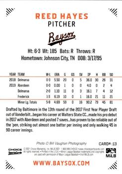2021 Choice Bowie Baysox #13 Reed Hayes Back